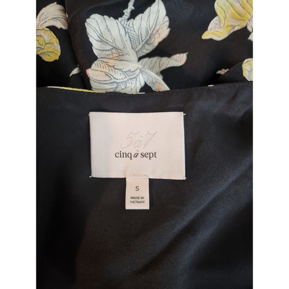 Cinq a Sept Rayna Black Silk Floral Cold Shoulder Top Size Small - Picture 10 of 12